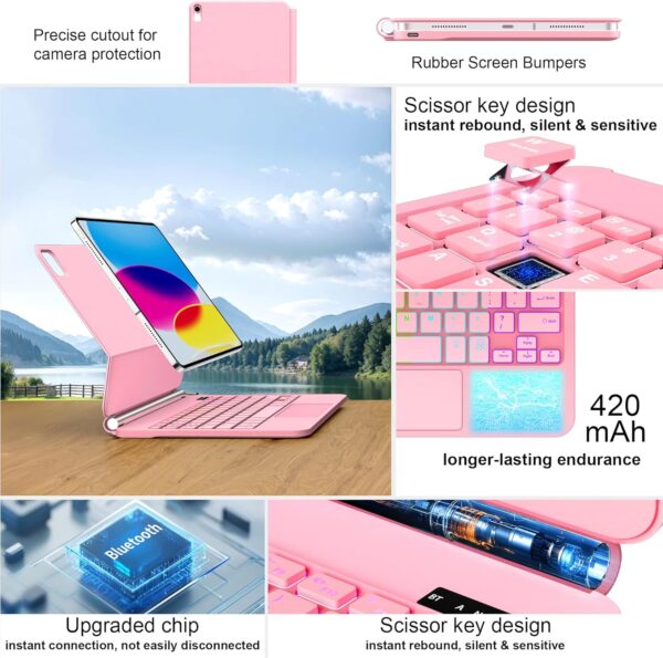 Magic Keyboard for iPad 10th 10.9 Pro 11 inch 2018- 2022 iPad Air 6 11 2024 Air4 Air 5 Floating Stand Bluetooth Keyboard - 图片 6