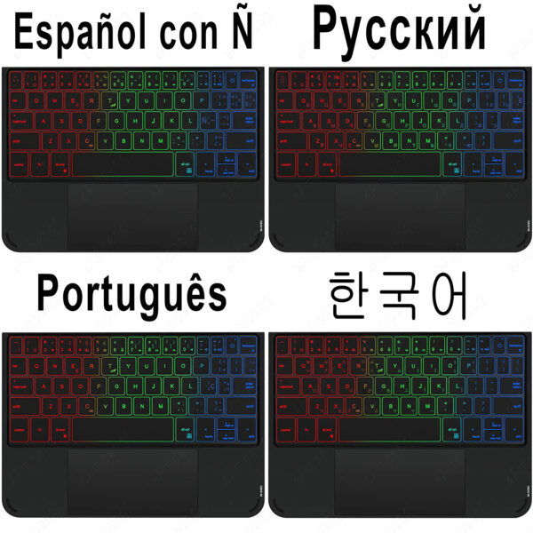 Rotate Keyboard Case For iPad Pro 11 A1980 A2228 Air 4 5 A2316 A2072 A2588 Spanish Korean Arabic Hebrew Backlight Keyboard Case - 图片 2