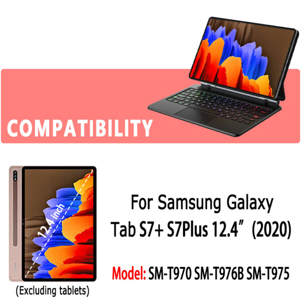 Magic Keyboard for Samsung Galaxy Tab S7+ S7 Plus SM-T970 SM-T975 T976B 12.4 Portuguese Hebrew Korean Spanish AZERT Keyboard - 图片 2