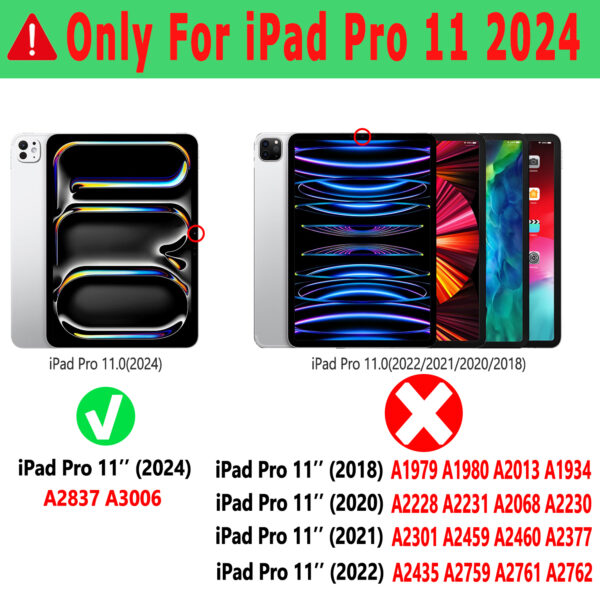 360 Rotate Keyboard Case For iPad Pro 11 2024 A2837 A3006 Spanish Korean Arabic Hebrew Portuguese AZERTY Backlit Keyboard Case - 图片 2