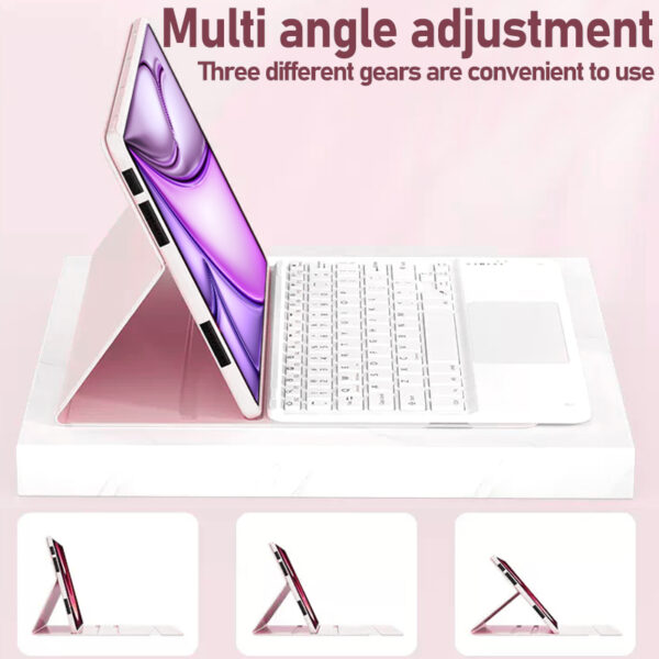 Korean AZERTY Spanish TouchPad Keyboard Case for iPad Air 4 5th Gen Air 11 M2 2024 Backlit Cover Shell Pen Slot - 图片 2
