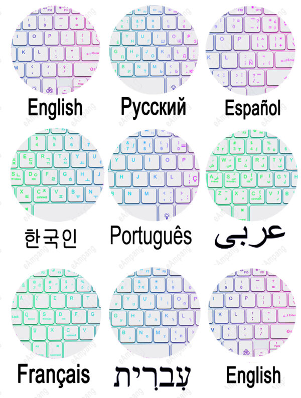 Case For Samsung Galaxy Tab S9 FE S9FE 10.9 SM X510 X516B Backlight AZERTY Korean Hebrew Spanish Portuguese Russian Keyboard - 图片 4