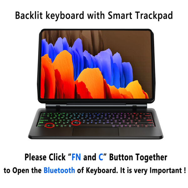 Magic Keyboard for Samsung Galaxy Tab S7+ S7 Plus SM-T970 SM-T975 T976B 12.4 Portuguese Hebrew Korean Spanish AZERT Keyboard - 图片 3