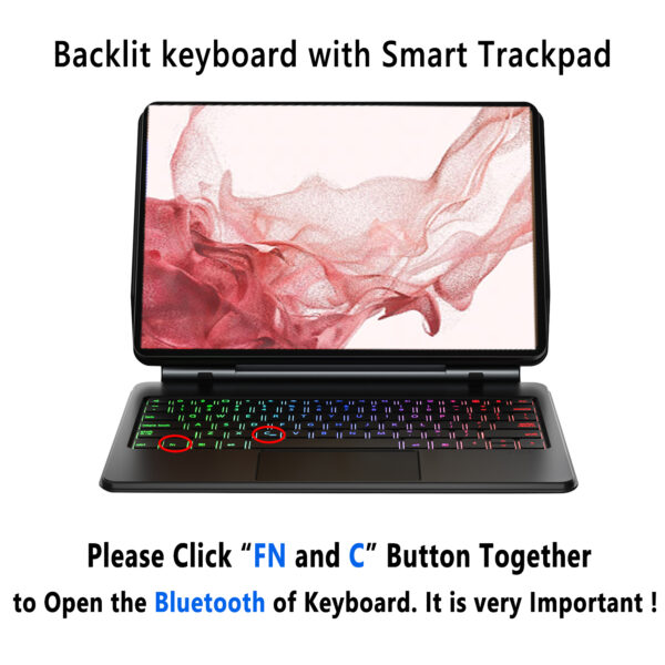 Magic Keyboard for Samsung Galaxy Tab S8 Plus S8+ SM-X800 SM-X806 12.4 inch Korean Spanish AZERTY Portuguese Hebrew Keyboard - 图片 4