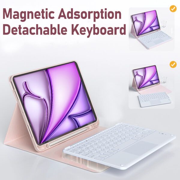 Korean AZERTY Spanish TouchPad Keyboard Case for iPad Air 4 5th Gen Air 11 M2 2024 Backlit Cover Shell Pen Slot - 图片 5