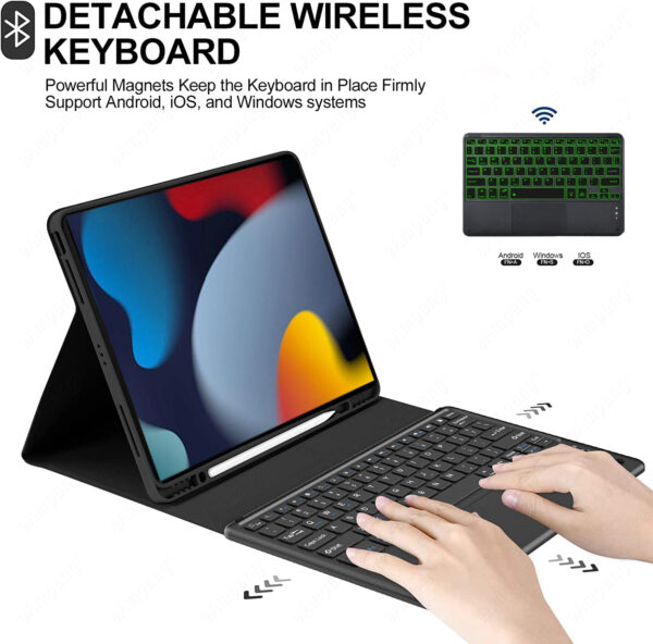 Backlit Trackpad Keyboard Case for iPad 10.2 7th 8th 9th 2019 2020 2021 Custom Russian Korean Portuguese Tablet Cover - 图片 4