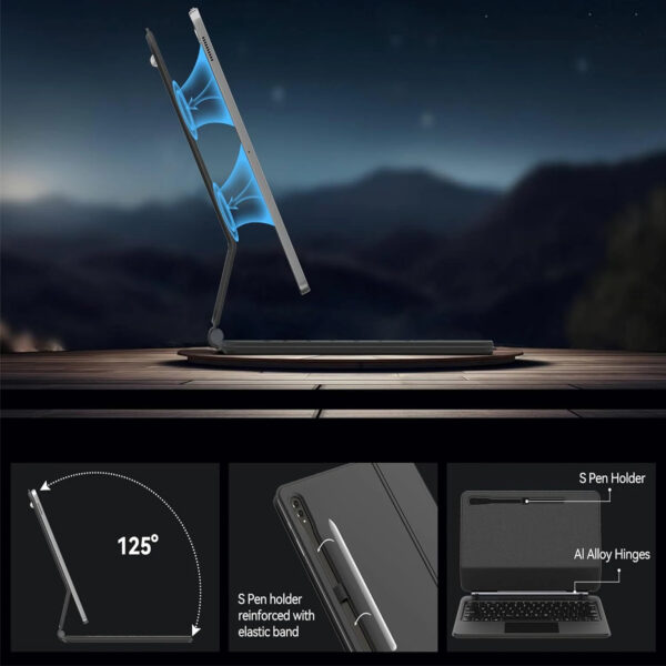 Magic Keyboard for Samsung Galaxy Tab S9+ S9 Plus SM-X810 SM-X816B 12.4 inch Korean Spanish AZERTY Portuguese Backlit Keyboard - 图片 3