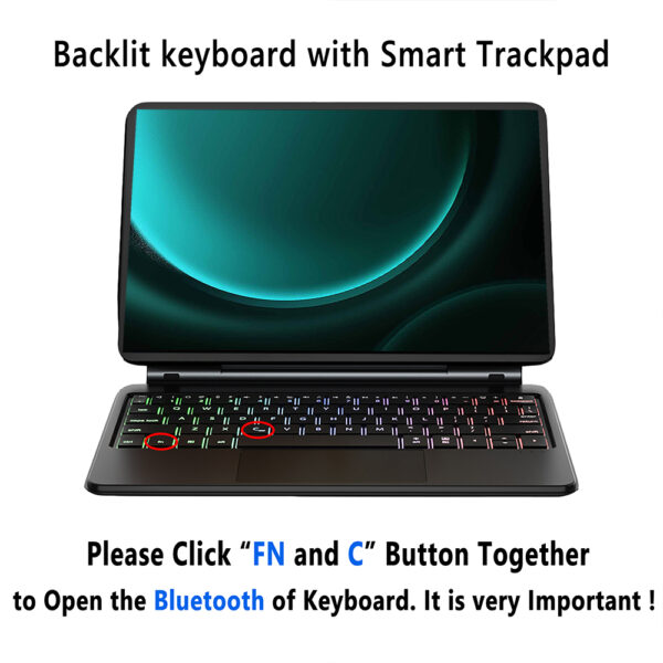 Magic Keyboard for Samsung Galaxy Tab S9 FE 10.9 S9FE X510 X516B Portuguese Korean Spanish Hebrew Arabic AZERTY Folio Keyboard - 图片 4