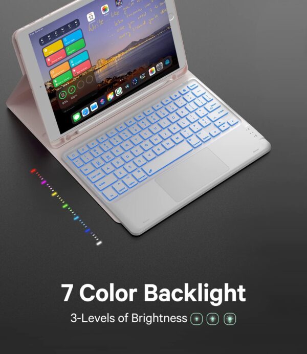 Korean AZERTY Spanish TouchPad Keyboard Case for iPad Air 4 5th Gen Air 11 M2 2024 Backlit Cover Shell Pen Slot - 图片 4