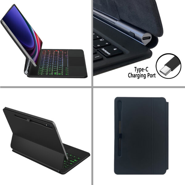 Magic Keyboard for Samsung Galaxy Tab S9+ S9 Plus SM-X810 SM-X816B 12.4 inch Korean Spanish AZERTY Portuguese Backlit Keyboard - 图片 4