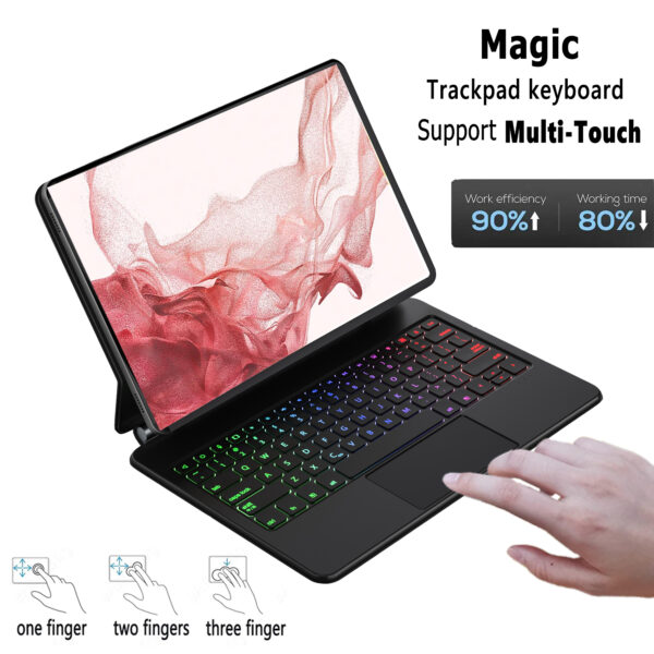 Magic Keyboard for Samsung Galaxy Tab S8 Plus S8+ SM-X800 SM-X806 12.4 inch Korean Spanish AZERTY Portuguese Hebrew Keyboard - 图片 6