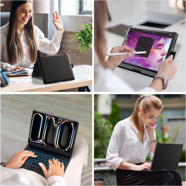 360 Rotate Keyboard Case For iPad Pro 11 2024 A2837 A3006 Spanish Korean Arabic Hebrew Portuguese AZERTY Backlit Keyboard Case - 图片 6