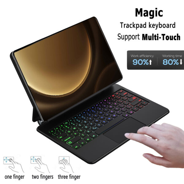 Magic Keyboard for Samsung Galaxy Tab S9 FE Plus S9 FE+ 12.4 SM-X616B SM-X610 Korean Spanish AZERT Portuguese Hebrew Keyboard - 图片 6