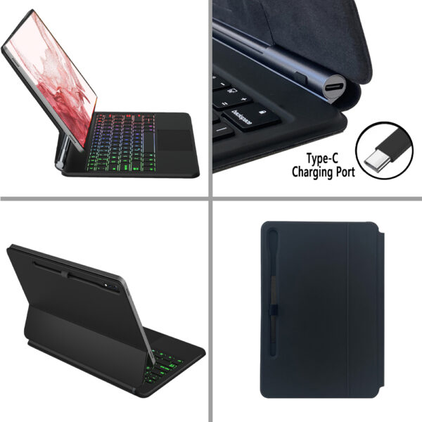 Magic Keyboard for Samsung Galaxy Tab S8 Plus S8+ SM-X800 SM-X806 12.4 inch Korean Spanish AZERTY Portuguese Hebrew Keyboard - 图片 5