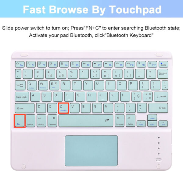 Custom Language TouchPad Keyboard Mouse For IOS Android Windows Tablet For iPad Air 4 5 Mini 6 Pro 11 10th Gen Samsung Tab S9 FE S8 S7 A9+ A8 A7 - 图片 3