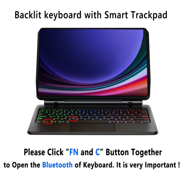 Magic Keyboard for Samsung Galaxy Tab S9+ S9 Plus SM-X810 SM-X816B 12.4 inch Korean Spanish AZERTY Portuguese Backlit Keyboard - 图片 7
