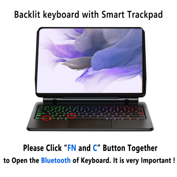 Magic Keyboard for Samsung Galaxy Tab S7 FE 12.4 inch SM-T730 SM-T733 SM-T736B Korean Spanish AZERTY Portuguese Hebrew Keyboard - 图片 4