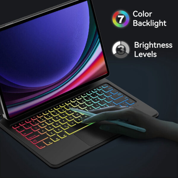 Magic Keyboard for Samsung Galaxy Tab S9+ S9 Plus SM-X810 SM-X816B 12.4 inch Korean Spanish AZERTY Portuguese Backlit Keyboard - 图片 5