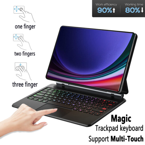 Magic Keyboard for Samsung Galaxy Tab S9+ S9 Plus SM-X810 SM-X816B 12.4 inch Korean Spanish AZERTY Portuguese Backlit Keyboard - 图片 6