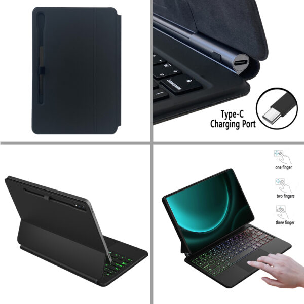 Magic Keyboard for Samsung Galaxy Tab S9 FE 10.9 S9FE X510 X516B Portuguese Korean Spanish Hebrew Arabic AZERTY Folio Keyboard - 图片 3