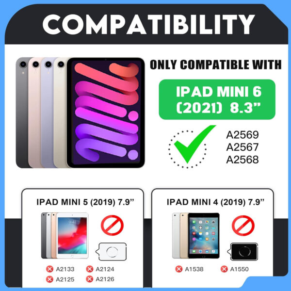 Rotate Keyboard Case For iPad Mini 2024 A17 pro Mini 6 8.3 mini6 Spanish Portuguese Korean Arabic Hebrew Backlight Keyboard Case - 图片 3