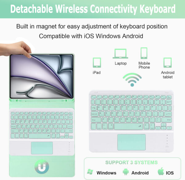 TouchPad Keyboard Case For iPad Air 11 inch 2024 M2 A2899 A2902 Cover Korean Arabic Spainsh Portuguese AZERTY Keyboard - 图片 3
