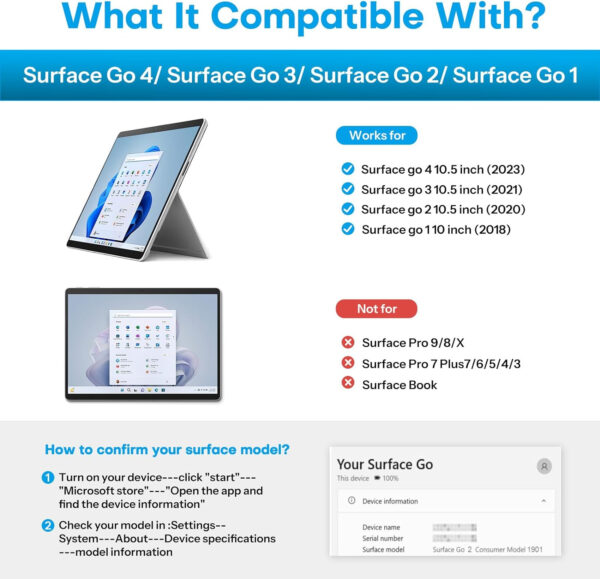 Support Bluetooth Keyboard for Microsoft Surface Go 1 2 3 4 Keyboard Russian Spanish Arabic Hebrew Korean French AZERT - 图片 2