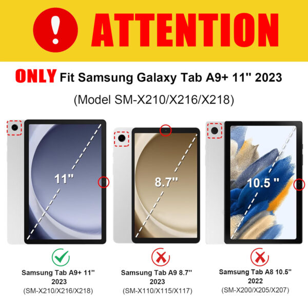 Rotate Keyboard Case For Samsung Galaxy Tab A9+11.0 inch SM-X210 SM-X215 SM-X216 Portuguese Spanish Korean Arabic Hebrew Backlight Keyboard Case - 图片 2