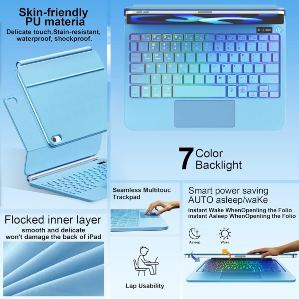 Magic Keyboard for iPad Pro 11 inch 2018- 2022 iPad Air4 Air 5 Air 6 11 2024 10th 10.9 2022 Floating Stand Bluetooth Keyboard - 图片 4