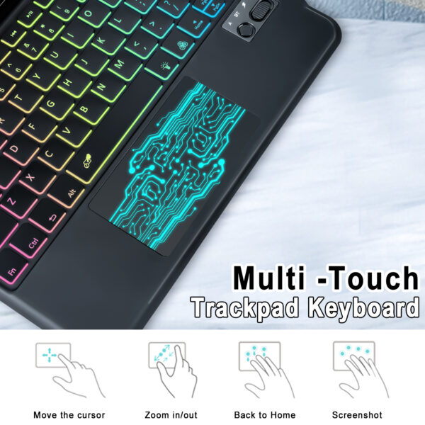 For Samsung Galaxy Tab S7 S8 S9 S9FE 11.0 Magic Case Keyboard Arabic Spanish Rainbow Backlit Keyboard - 图片 3