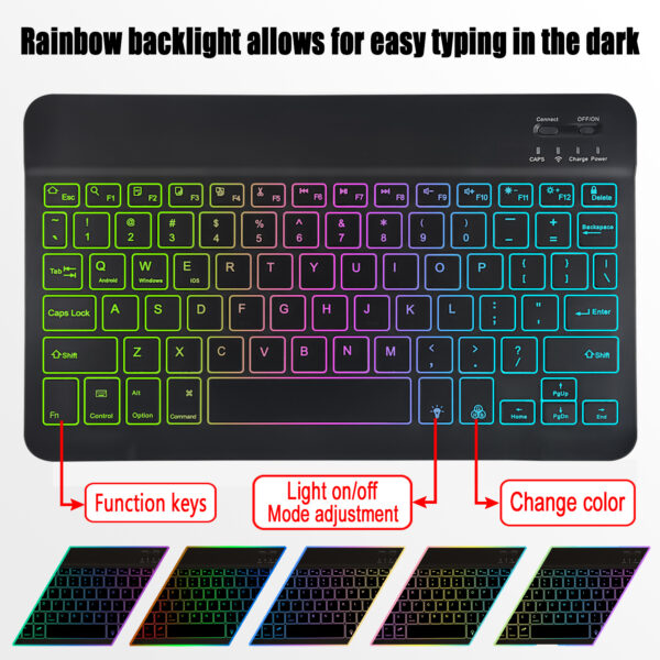 Rotate Keyboard Case For Samsung Galaxy Tab A9+11.0 inch SM-X210 SM-X215 SM-X216 Portuguese Spanish Korean Arabic Hebrew Backlight Keyboard Case - 图片 4