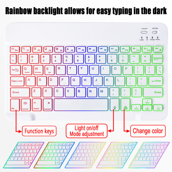 Rotate Keyboard Case For Samsung Galaxy Tab A9+ 11.0 inch SM-X210 SM-X215 SM-X216 Portuguese Spanish Korean Arabic Hebrew Backlight Keyboard Case - 图片 4