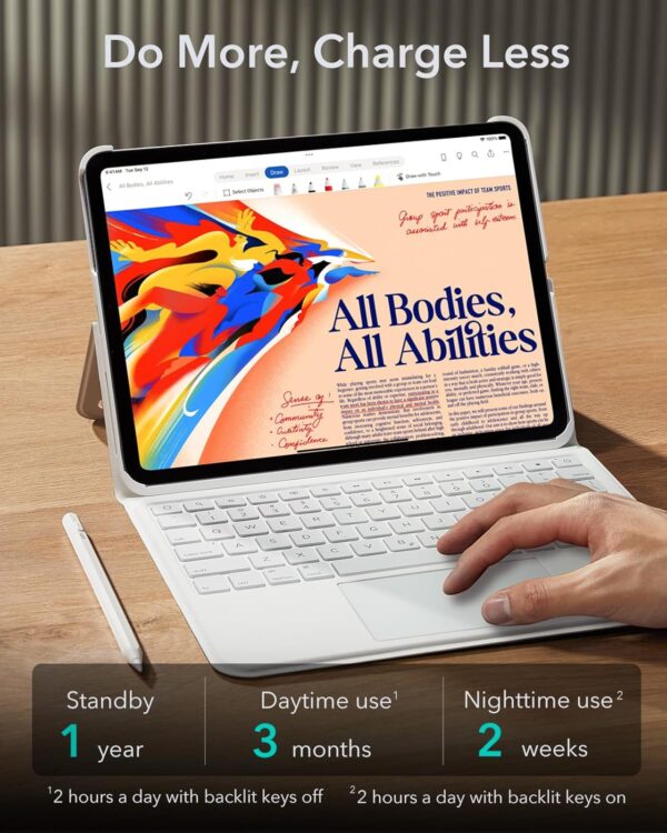 For iPad 10th 10.9 2022 A2757 A2777 A2696 Magic Case Keyboard Arabic Spanish Rainbow Backlit Keyboard - 图片 9