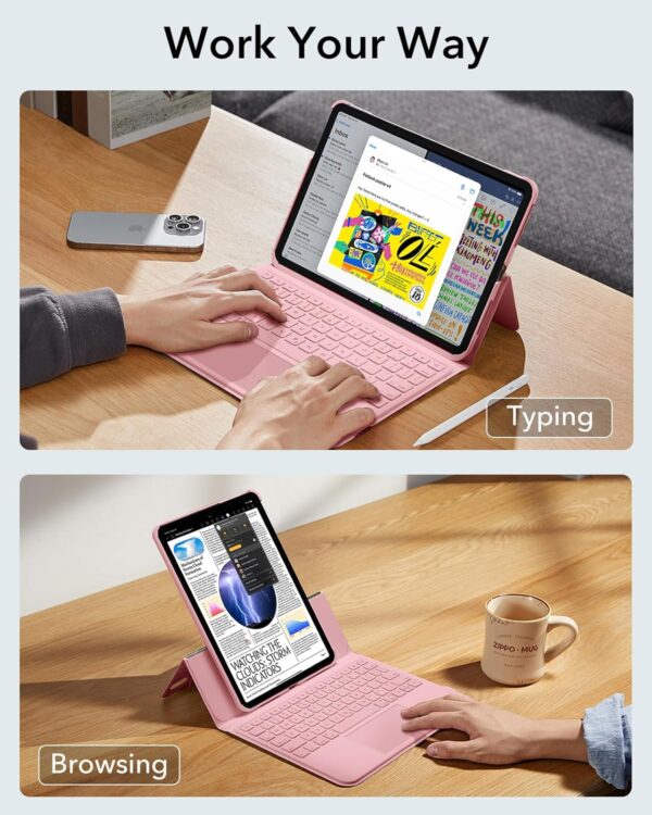 Magic Case For iPad 10th 10.9 2022 A2757 A2777 A2696 Keyboard Arabic Spanish Rainbow Backlit Keyboard - 图片 3