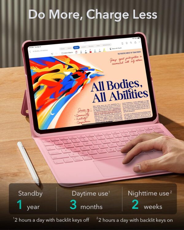 Magic Case For iPad 10th 10.9 2022 A2757 A2777 A2696 Keyboard Arabic Spanish Rainbow Backlit Keyboard - 图片 8