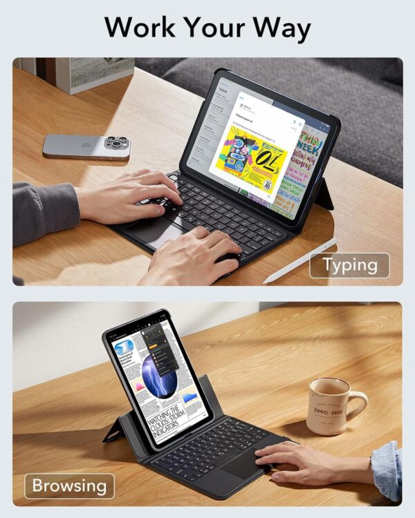 Magic Case For iPad 10th 10.9 2022 A2777 A2696 A2757Keyboard Arabic Spanish Rainbow Backlit Keyboard - 图片 3