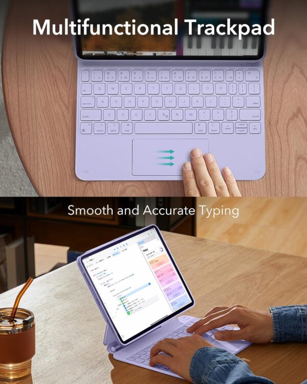 Magic Keyboard For iPad Air 11 6th M2 Air 4th 5th Pro 11 2018-2022 Korean Arabic Spanish Rainbow Backlit TouchPad Keyboard - 图片 6