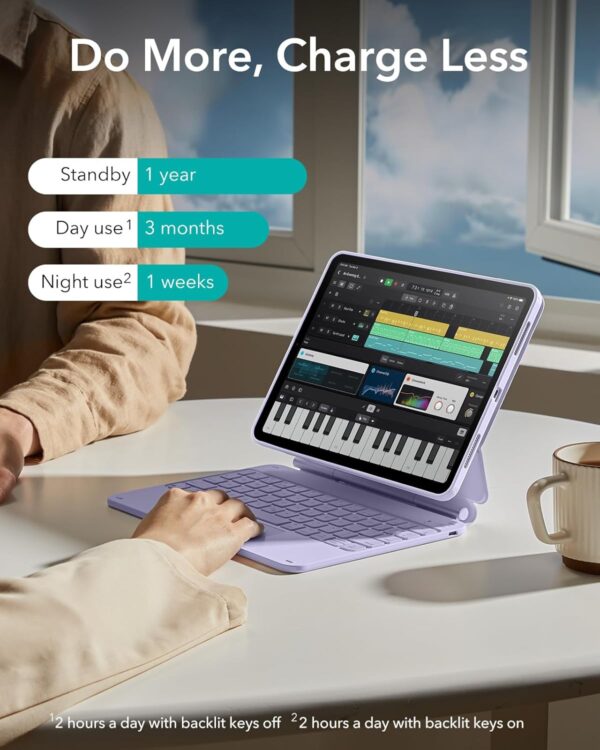 Magic Keyboard For iPad Air 11 6th M2 Air 4th 5th Pro 11 2018-2022 Korean Arabic Spanish Rainbow Backlit TouchPad Keyboard - 图片 8