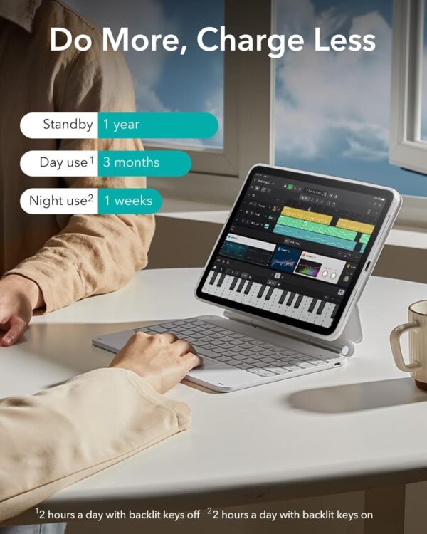 Magic Keyboard For iPad Pro 11 2024 M4 A2837 A3006 A2836 Korean Arabic Spanish Rainbow Backlit TouchPad Keyboard - 图片 5