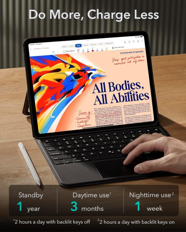 Magic Case Keyboard For iPad Pro 11 2024 M4 A2837 A3006 A2836 Arabic Spanish Rainbow Backlit Keyboard - 图片 7