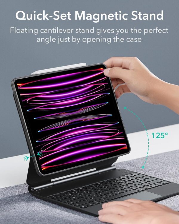Magic Keyboard For iPad Pro 12.9 2018-2022 A1876 A2229 A2378 A2436 Korean Arabic Spanish Rainbow Backlit TouchPad Keyboard - 图片 4