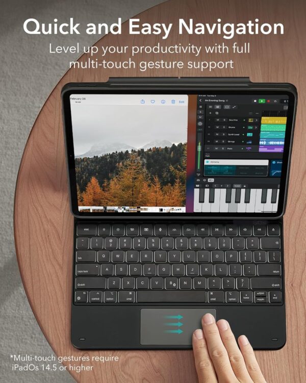 Magic Keyboard For iPad Pro 12.9 2018-2022 A1876 A2229 A2378 A2436 Korean Arabic Spanish Rainbow Backlit TouchPad Keyboard - 图片 6