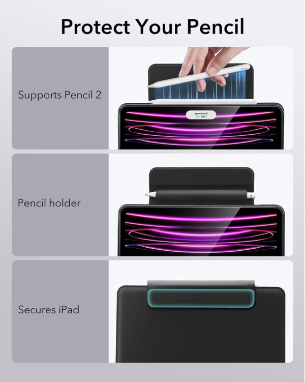Magic Keyboard For iPad Pro 12.9 2018-2022 A1876 A2229 A2378 A2436 Korean Arabic Spanish Rainbow Backlit TouchPad Keyboard - 图片 9