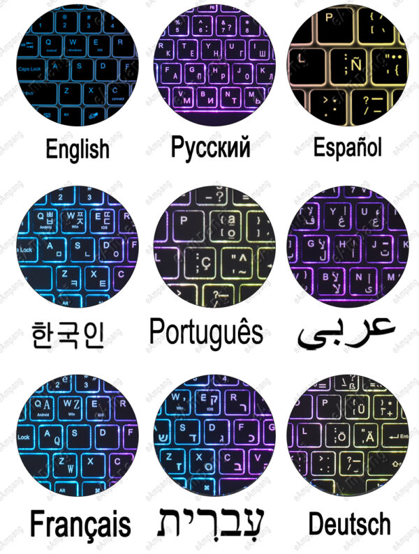 Rainbow Backlight Keyboard Case For Samsung Galaxy Tab S9 FE S9FE 10.9 SM X510 X516B Portuguese Hebrew Korean Spanish Russian Keyboard - 图片 2