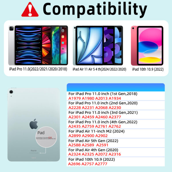 Magic Keyboard for iPad 10th 10.9 2022 Air 6 11 2024 Air4 Air 5 iPad Pro 11 inch 2018- 2022 Floating Stand Bluetooth Keyboard - 图片 2