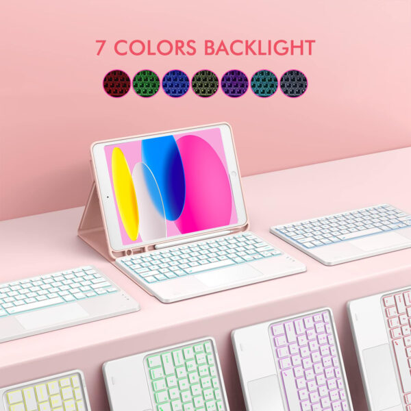 Korean AZERTY Spanish TouchPad Keyboard Case for iPad 10th 10.9 2022 Backlit Cover Shell Pen Slot - 图片 4
