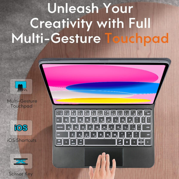 Magic Keyboard for iPad 10th 10.9 2022 Folio Keyboard Spanish AZERTY Korean Portuguese Hebrew - 图片 5