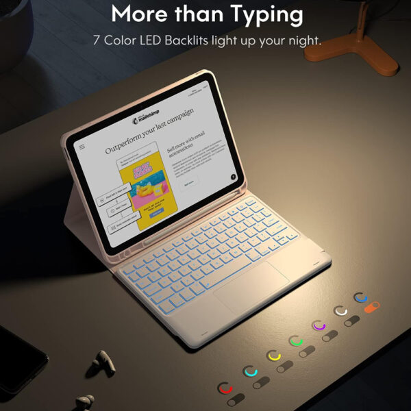 TouchPad Keyboard Case For Samsung Galaxy Tab S7 S8 S9 11.0 Spanish Hebrew Arabic AZERTY Korean Backlit Keyboard - 图片 6