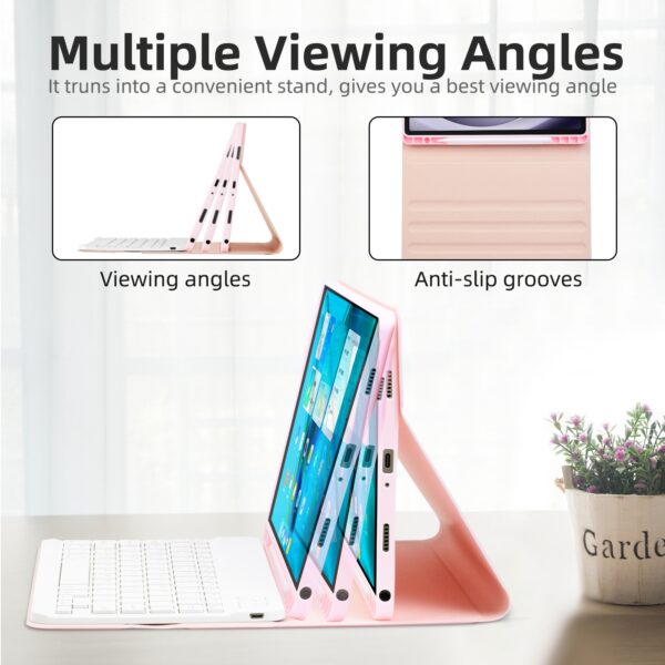 Rainbow Backlight Keyboard Case For Samsung Galaxy Tab S9 FE S9FE 10.9 SM-X510 X516B Hebrew Portuguese Korean Spanish Russian Keyboard - 图片 5