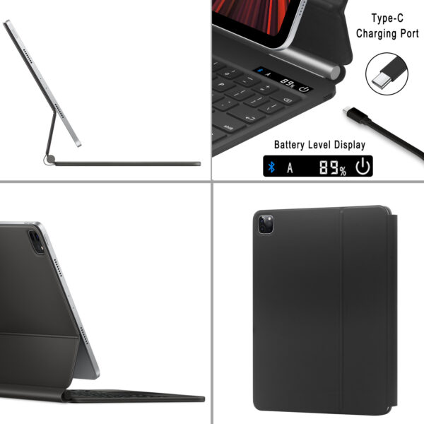 for iPad 12.9 Magic Keyboard Pro 12.9 2020 2022 iPad Magic Keyboard Touchpad Backlit Korean Spanish Arabic Hebrew Folio Keyboard - 图片 5